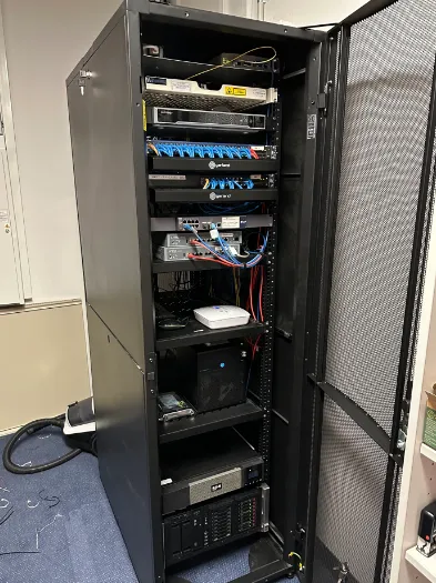 Communications cabinet with structured data cabling installed by KRC