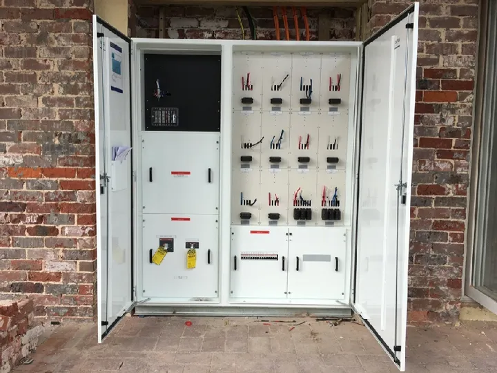 Custom commercial switchboard built and installed by KRC